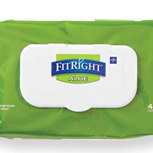 Medline-MSC263654 FitRight Aloe Personal Cleansing Cloth Wipes, S...