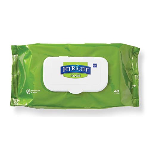 Medline-MSC263654 FitRight Aloe Personal Cleansing Cloth Wipes, S...