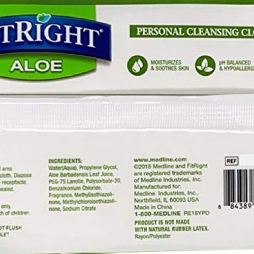 Medline-MSC263754 FitRight Aloe Personal Cleansing Cloth Wipes, S...
