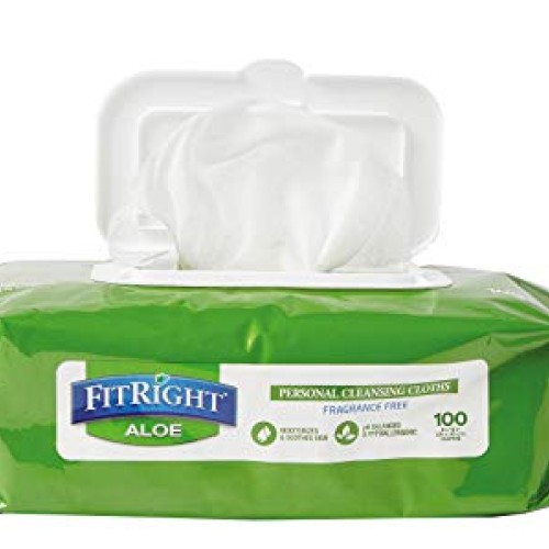 Medline-MSC263954 FitRight Aloe Personal Cleansing Cloth Wipes, U...