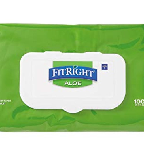 Medline-MSC263954 FitRight Aloe Personal Cleansing Cloth Wipes, U...