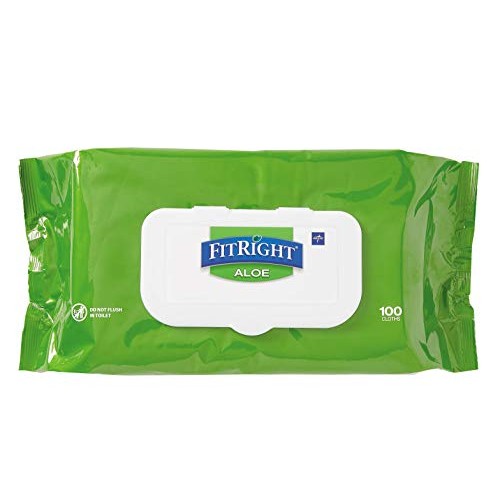 Medline-MSC263954 FitRight Aloe Personal Cleansing Cloth Wipes, U...