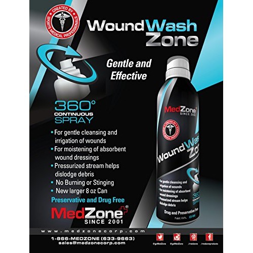 MedZone Piercing Aftercare and Wound Sterile Saline Spray Wash, 8...