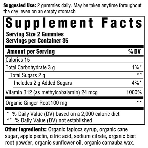 MegaFood, Certified Organic B12 Energy Ginger Gummies, Soft Chew ...