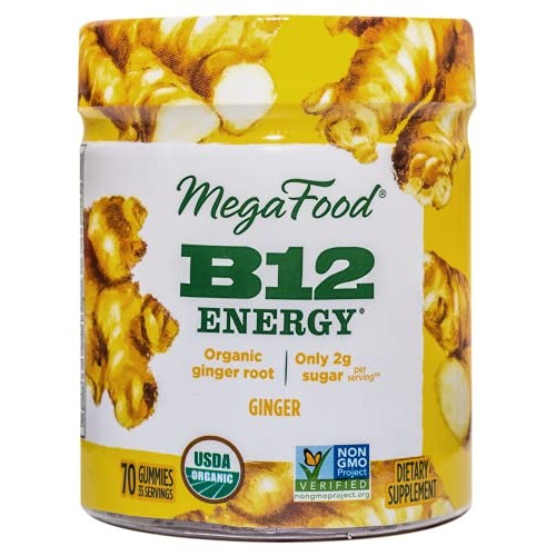 MegaFood, Certified Organic B12 Energy Ginger Gummies, Soft Chew ...