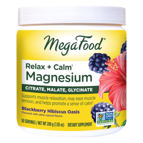 Megafood Relax Calm Magnesium Powder BlackBerry Hibiscus, 7.05 OZ