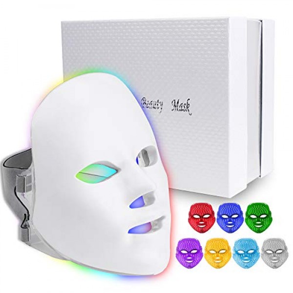 7 Colors Light Mask, Home Light T herapy Facial Mask 7 Colors