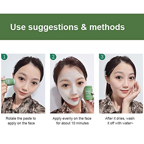 2 Pcs Green Tea Purifying Clay Stick Mask, Eggplant Purifying Cla...