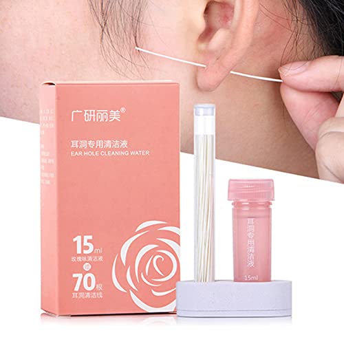Earrings Hole Cleaner, Rose Fragrance Odor Removal Ear Care Kit, ...