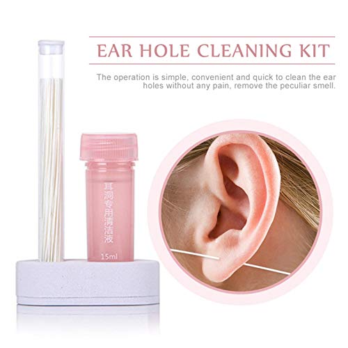 Earrings Hole Cleaner, Rose Fragrance Odor Removal Ear Care Kit, ...
