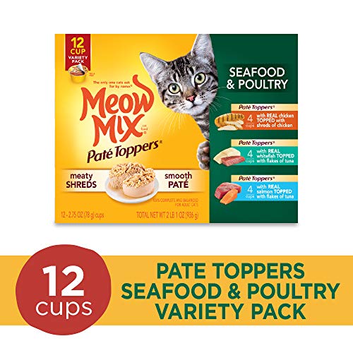 Meow Mix Paté Toppers Wet Cat Food, Seafood & Poultry Variety Pac...