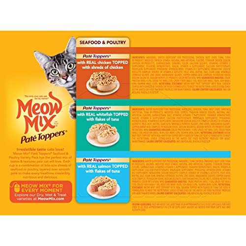 Meow Mix Paté Toppers Wet Cat Food, Seafood & Poultry Variety Pac...