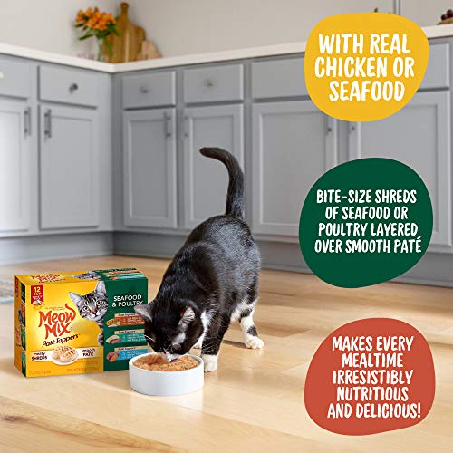 Meow Mix Paté Toppers Wet Cat Food, Seafood & Poultry Variety Pac...