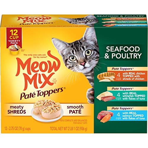 Meow Mix Paté Toppers Wet Cat Food, Seafood & Poultry Variety Pac...