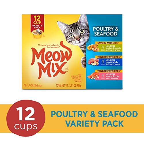 Meow Mix Poultry and Seafood Wet Cat Food, Variety Pack, 2.75 Oun...