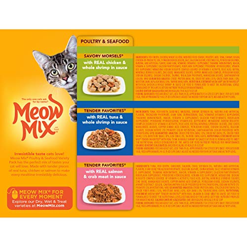 Meow Mix Poultry and Seafood Wet Cat Food, Variety Pack, 2.75 Oun...
