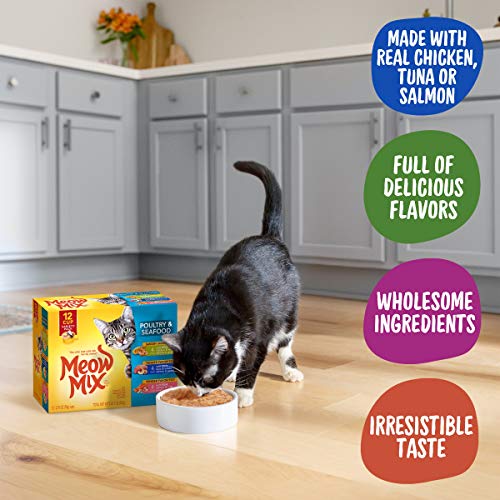 Meow Mix Poultry and Seafood Wet Cat Food, Variety Pack, 2.75 Oun...