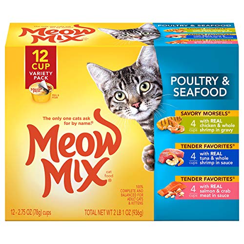 Meow Mix Poultry and Seafood Wet Cat Food, Variety Pack, 2.75 Oun...