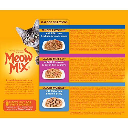 Meow Mix Seafood Selections Wet Cat Food, Variety Pack, 2.75 Ounc...