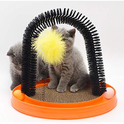 Mercu Pet Cat Self Grooming Arch- Bristle Ring Brush, Catnip Scra...