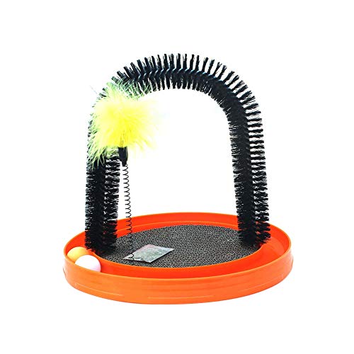 Mercu Pet Cat Self Grooming Arch- Bristle Ring Brush, Catnip Scra...