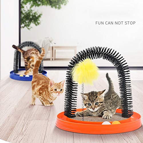 Mercu Pet Cat Self Grooming Arch- Bristle Ring Brush, Catnip Scra...
