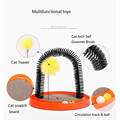 Mercu Pet Cat Self Grooming Arch- Bristle Ring Brush, Catnip Scra...
