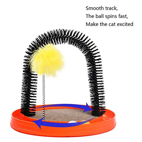 Mercu Pet Cat Self Grooming Arch- Bristle Ring Brush, Catnip Scra...