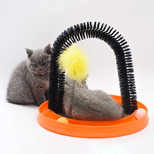 Mercu Pet Cat Self Grooming Arch- Bristle Ring Brush, Catnip Scra...
