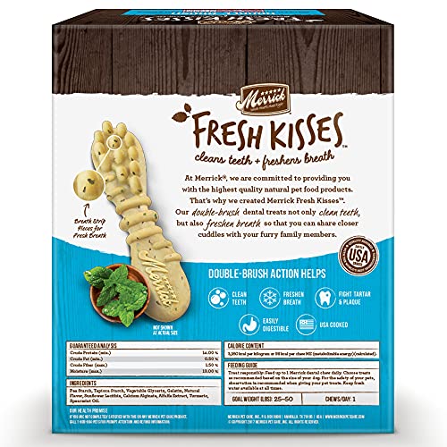 Merrick 66054 Fresh Kisses Medium Oral Care Dental Dog Treats, fo...