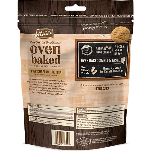 Merrick Oven Baked Dog Treats - Pawsome Peanut Butter with Real ...