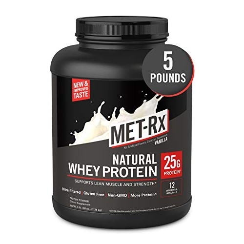 MET-Rx Natural Whey Protein Powder, Vanilla, 5 lb, Easy Mix Prote...