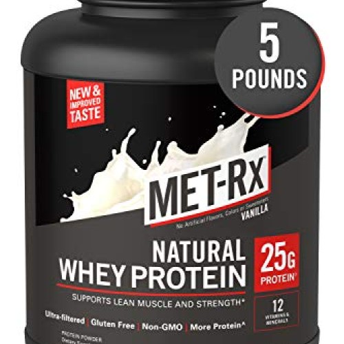 MET-Rx Natural Whey Protein Powder, Vanilla, 5 lb, Easy Mix Prote...