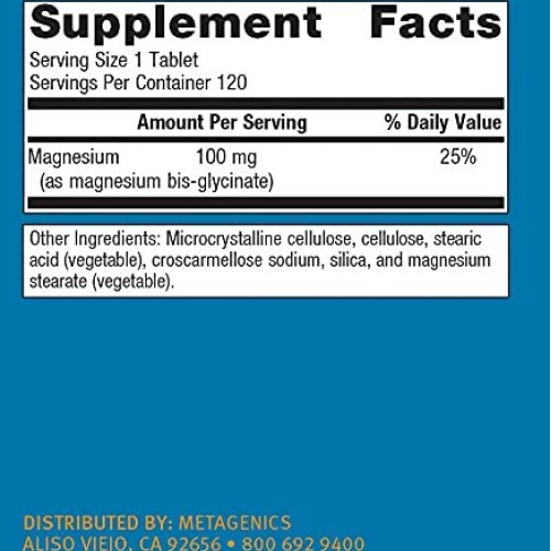 Metagenics Mag Glycinate - Highly Absorbable Magnesium Glycinate ...