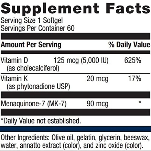 Metagenics Vitamin D3 5,000 IU with Vitamin K2 - Vitamin D Supple...