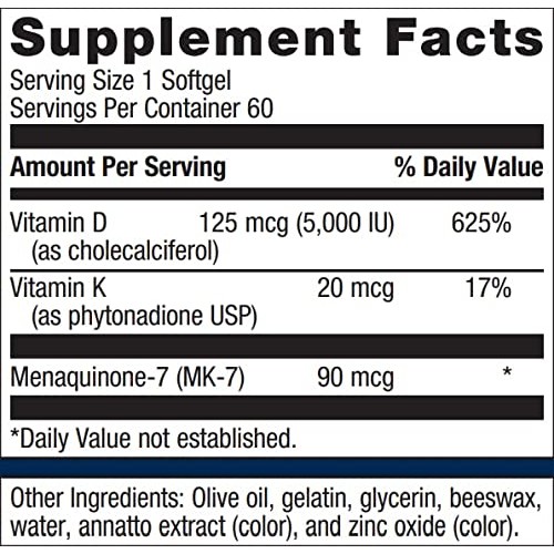 Metagenics Vitamin D3 5,000 IU with Vitamin K2 - Vitamin D Supple...