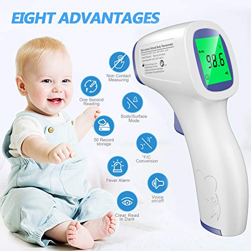 No-Contact Infrared Forehead Thermometer for Adults Kids and Babi...