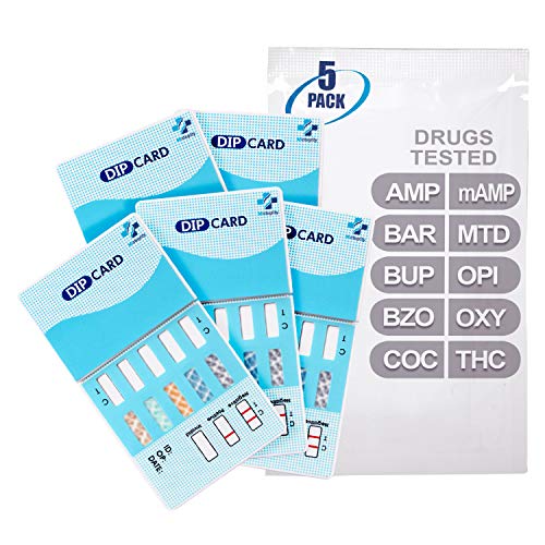 MiCare 5pk - 10-Panel Urine Drug Test Card AMP/BAR/BUP/BZO/COC...