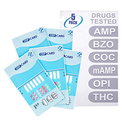 MiCare 5pk - 6-Panel Urine Drug Test Card AMP/BZO/COC/mAMP/OPI...