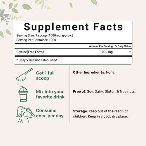 Micro Ingredients Glycine Powder, 1KG 2.2 Pounds, Glycine 1000m...