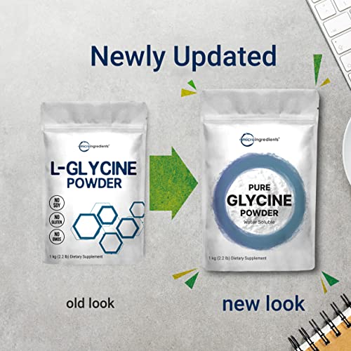 Micro Ingredients Glycine Powder, 1KG 2.2 Pounds, Glycine 1000m...