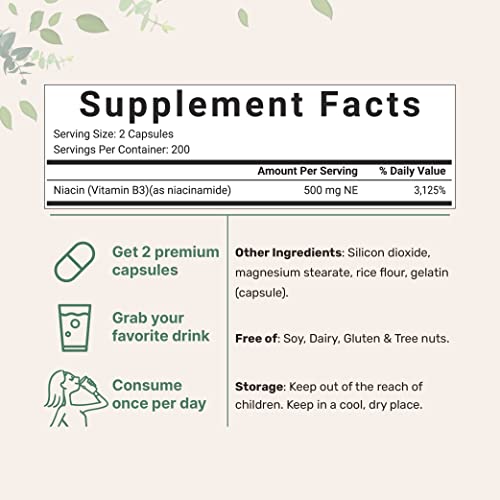 Micro Ingredients Niacinamide Vitamin B3 500mg Per Serving, 400 C...