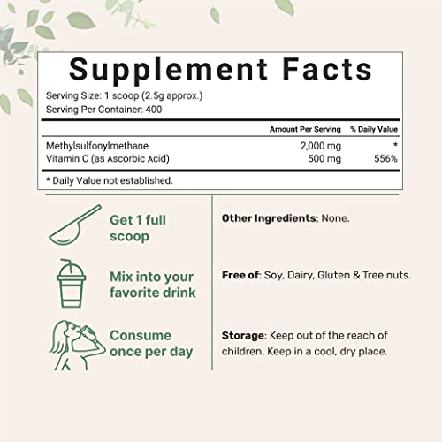 MSM Powder Methylsulfonylmethane with Vitamin C | 1Kg, Third Pa...