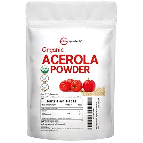 Pure Acerola Cherry Powder Organic, Natural and Organic Vitamin C...