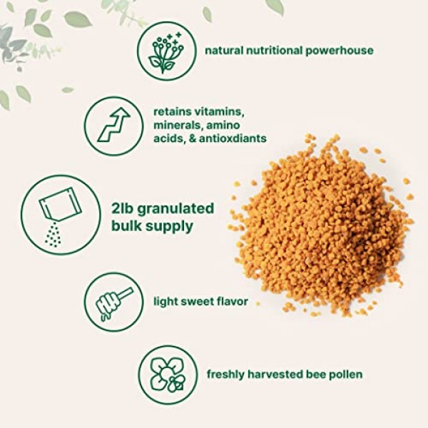 Pure Bee Pollen Granules, 2lbs | Fresh Harvest, Natural Superfood...