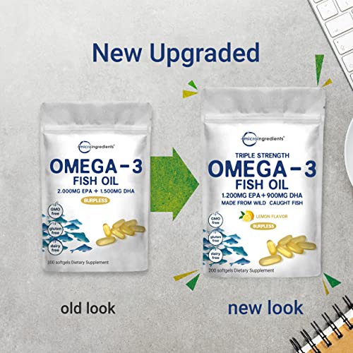 Triple Strength Omega 3 Fish Oil Supplements 3000mg, 200 Softgels...