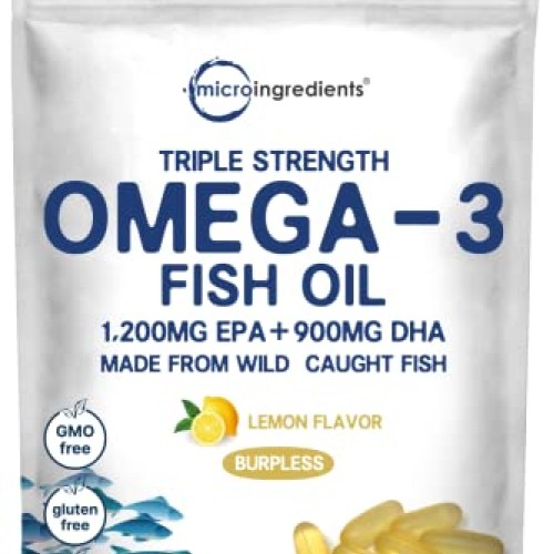 Triple Strength Omega 3 Fish Oil Supplements 3000mg, 200 Softgels...