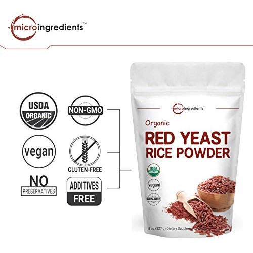 Micro Ingredients Organic Red Yeast Rice Powder, 8 Ounce, Powerfu...