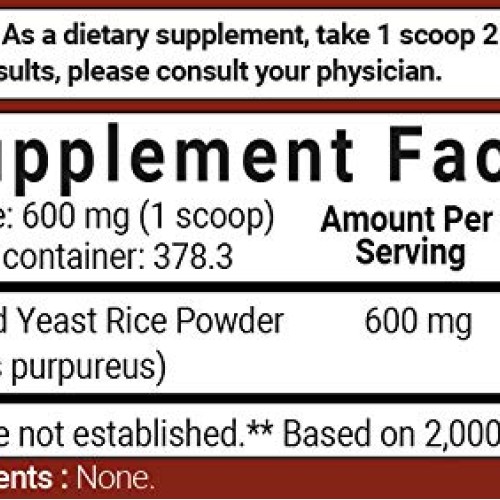 Micro Ingredients Organic Red Yeast Rice Powder, 8 Ounce, Powerfu...