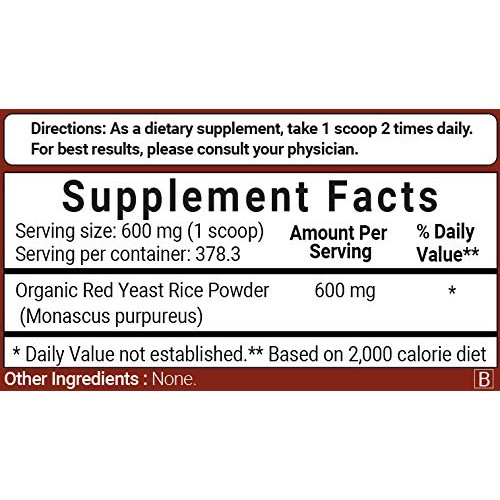 Micro Ingredients Organic Red Yeast Rice Powder, 8 Ounce, Powerfu...